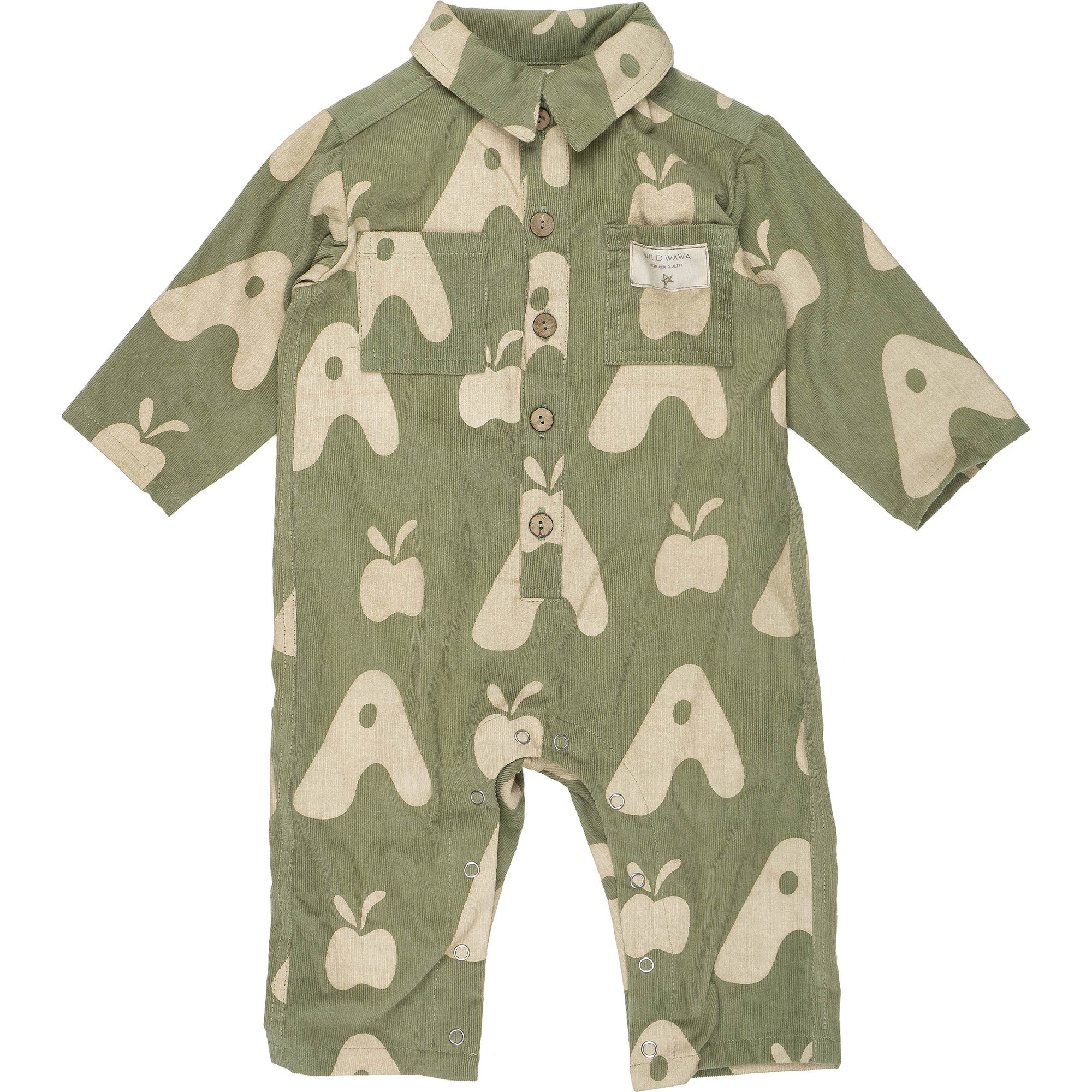 Buttons Jumpsuit, Olive Apple - Rompers - 1