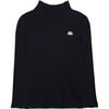 Soft Ribbed Turtleneck Long Sleeve T-Shirt, Navy - T-Shirts - 1 - thumbnail