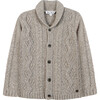 Shawl Collar Cable Knit Button-Down Cardigan, Tan - Sweaters - 1 - thumbnail