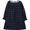 Plaid Petal Collar Long Sleeve Dress, Blue - Dresses - 2