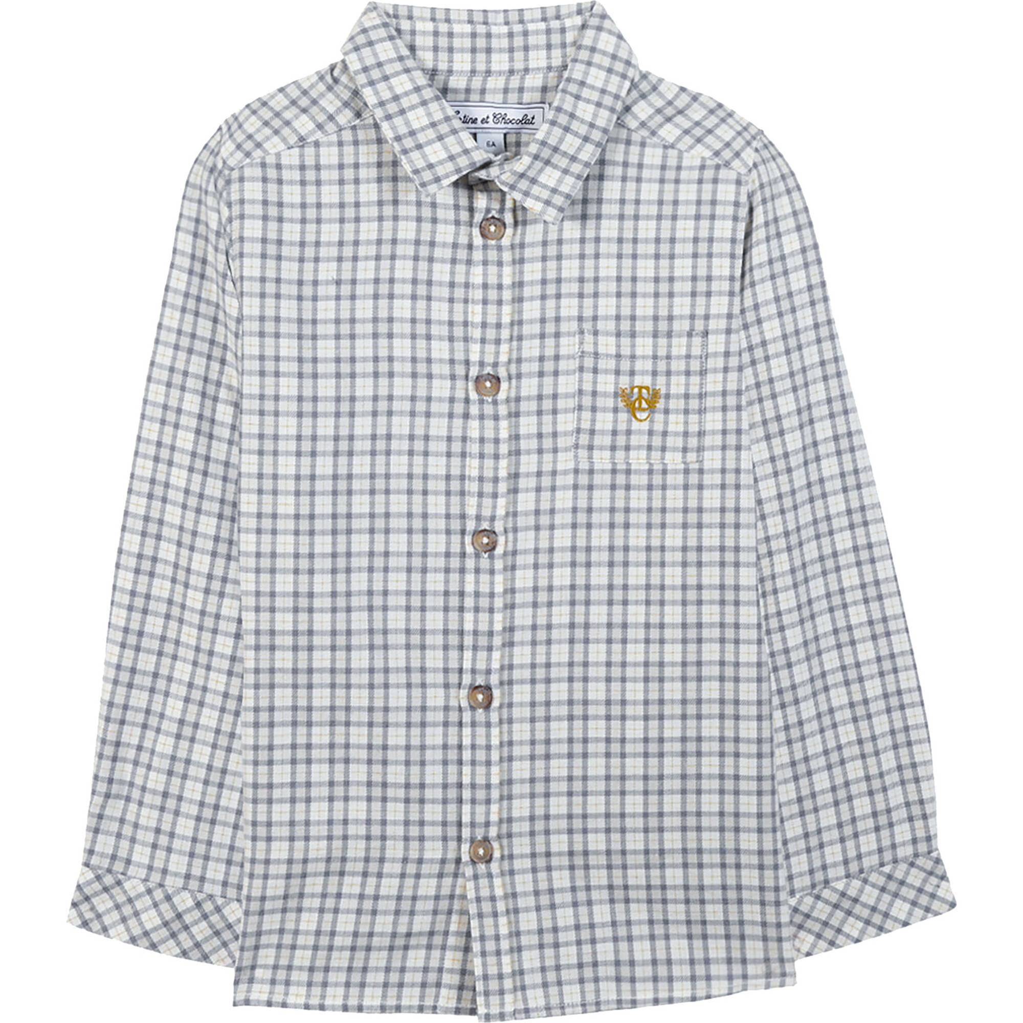 Plaid Long Sleeve Button-Down Shirt, Blue - Shirts - 1