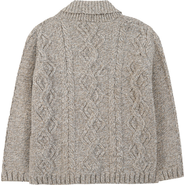 Shawl Collar Cable Knit Button-Down Cardigan, Tan