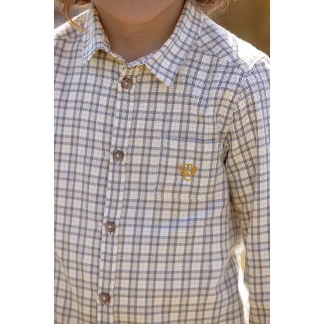 Plaid Long Sleeve Button-Down Shirt, Blue - Shirts - 5