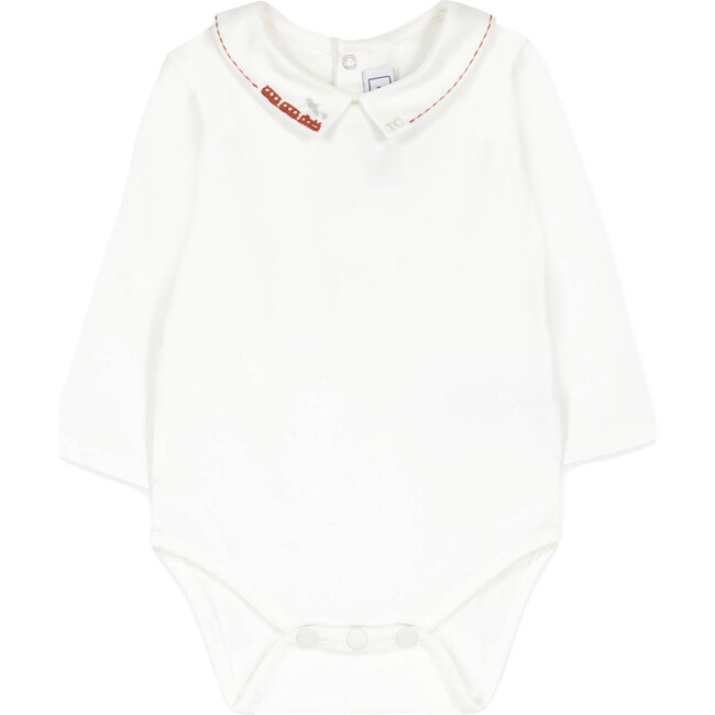 Choo-Choo Wildcat Trim Long Sleeve Snap Bodysuit, White