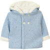 Faux-Fur Lined Zip-Up Knit Jacket, Blue - Coats - 1 - thumbnail