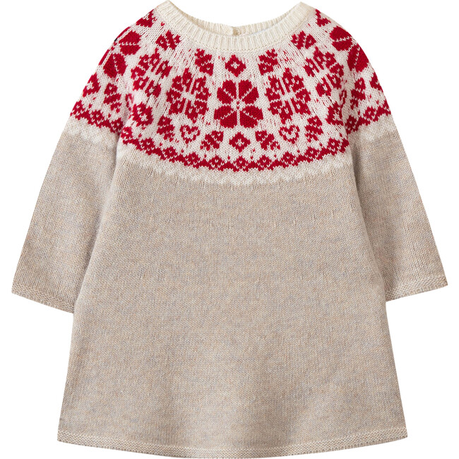 Baby Winter Magic Intarsia Sweater Dress, Pink