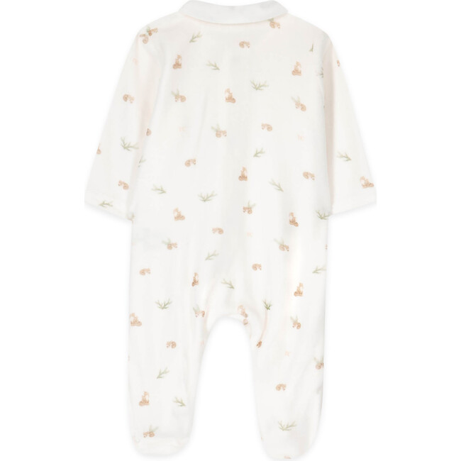 Baby Speckled Fox Print Footed Pajamas, White