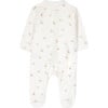 Baby Speckled Fox Print Footed Pajamas, White - Pajamas - 1 - thumbnail