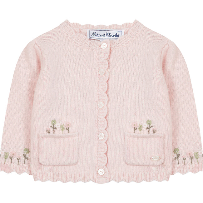 Baby Pocket Petals Button-Down Cardigan, Pink