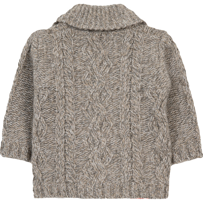 Baby Shawl Collar Cable Knit Button-Down Cardigan, Tan