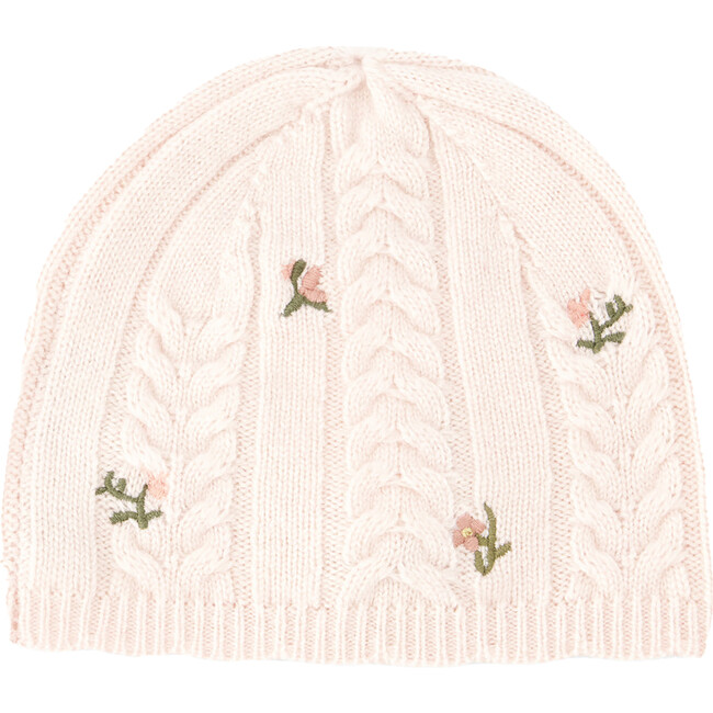 Baby Petal Embroidered Beanie Hat, Pink