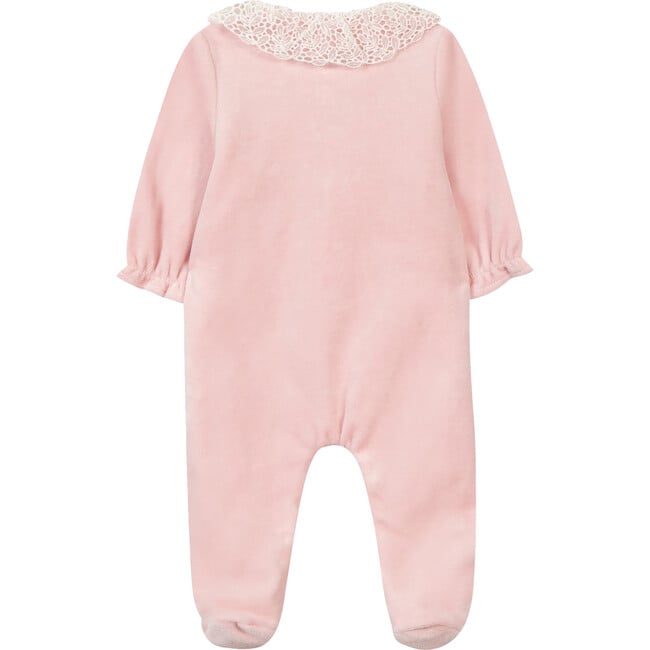 Baby Lace Collar Long Sleeve Footed Pajamas, Pink - Pajamas - 2