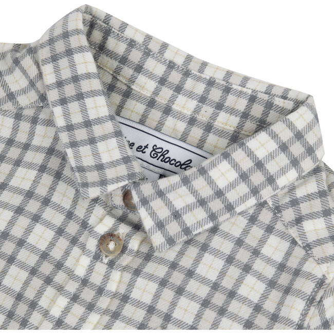 Baby Plaid Long Sleeve Button-Down Shirt, Blue - Shirts - 3