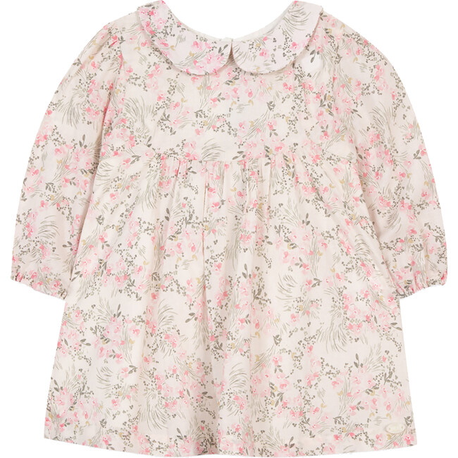 Baby Floral Print Peter Pan Collar Dress, Pink