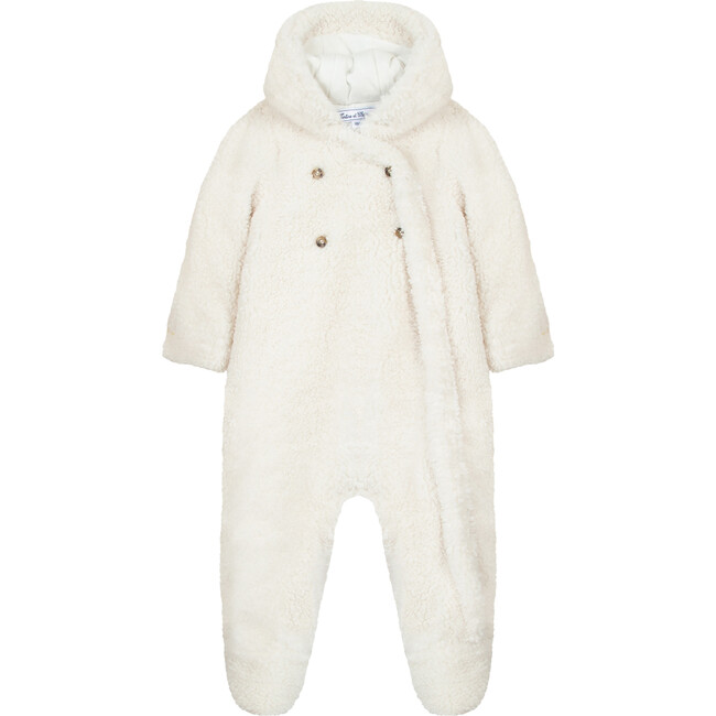 Baby Faux Fur Winter Jumpsuit, White