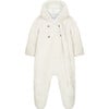 Baby Faux Fur Winter Jumpsuit, White - Coats - 1 - thumbnail