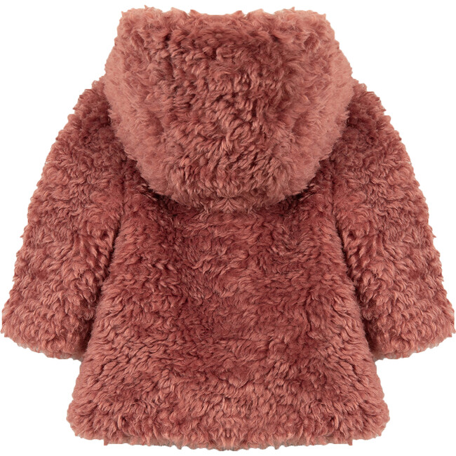 Baby Faux Fur Hooded Coat, Old Rose - Coats - 2