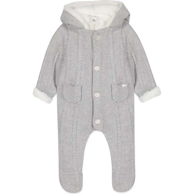 Baby Cozy Cable Knit Footed Jumpsuit, Beige