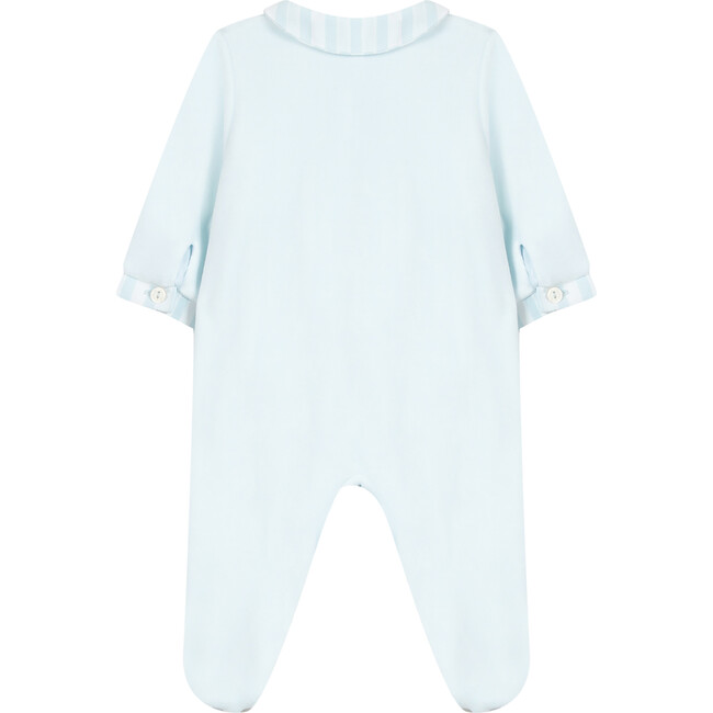 Baby Bunny Pocket Long Sleeve Footed Pajamas, Blue - Pajamas - 2