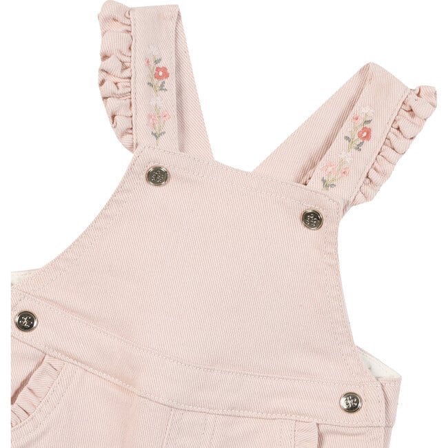 Baby Embroidered Shoulder Strap Pocket Overalls, Pale Rose - Jumpsuits - 3