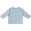 Edward Baby T-Shirt, Dusty Blue Fine Stripe - T-Shirts - 1 - thumbnail