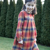 Girls' Long Sleeve Ruffle Neck Plaid Dress, Orange Check - Dresses - 5