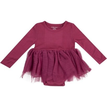 Solid Rose Bud L/S Tutu Bodysuit, Burgundy