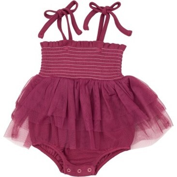 Ribbed Rose Bud Tutu Bubble, Burgundy