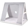 Kid's Tent Twin Floor Bed, White Frame/Grey Tent - Beds - 4