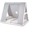Kid's Tent Twin Floor Bed, White Frame/Grey Tent - Beds - 5
