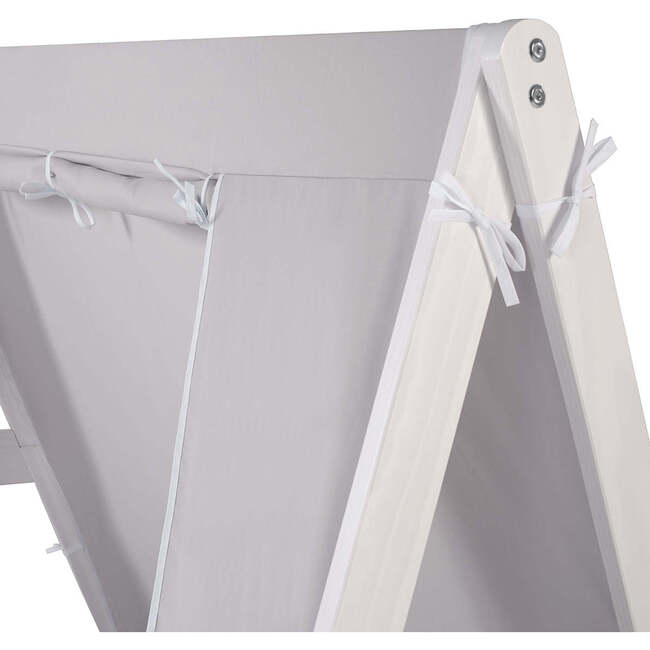 Kid's Tent Twin Floor Bed, White Frame/Grey Tent - Beds - 6