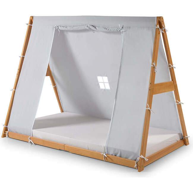 Play Tent Twin Bed, Natural Frame/Grey Tent - Beds - 7