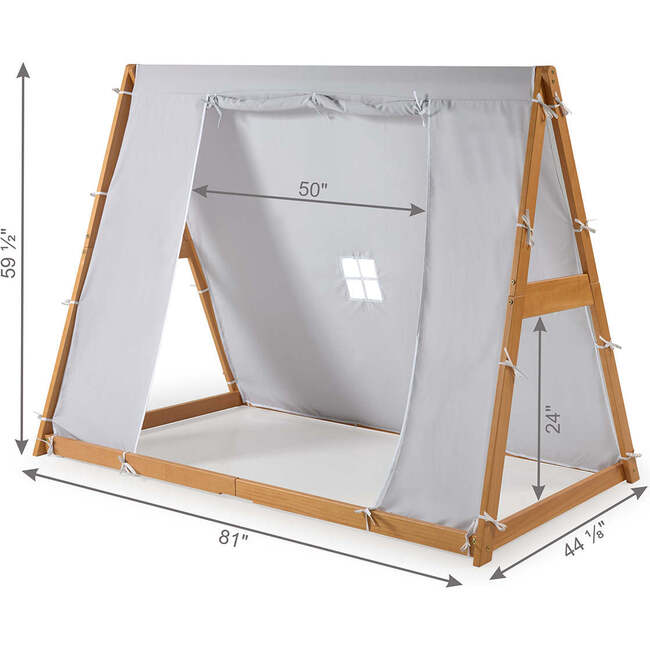 Play Tent Twin Bed, Natural Frame/Grey Tent - Beds - 8