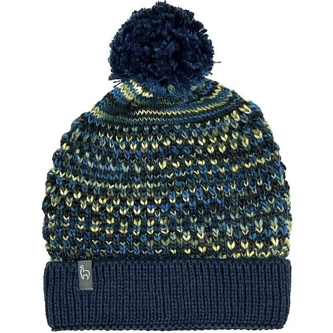 Kids Alpaca Speckle Pom Pom Beanie, Bluefish