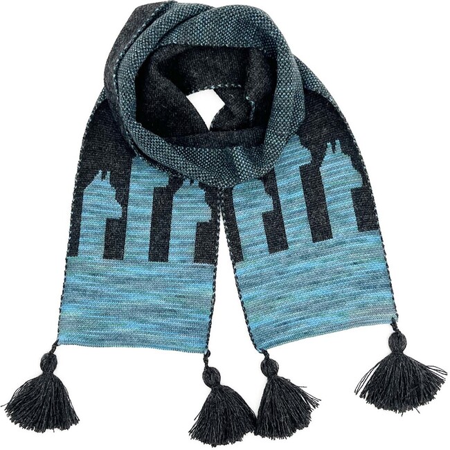 Kids Alpaca Pacas Tassel Trim Scarf, Aqua Paca