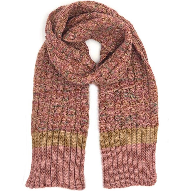 Kids Alpaca Braided Rib Trim Scarf, Sunny Twist