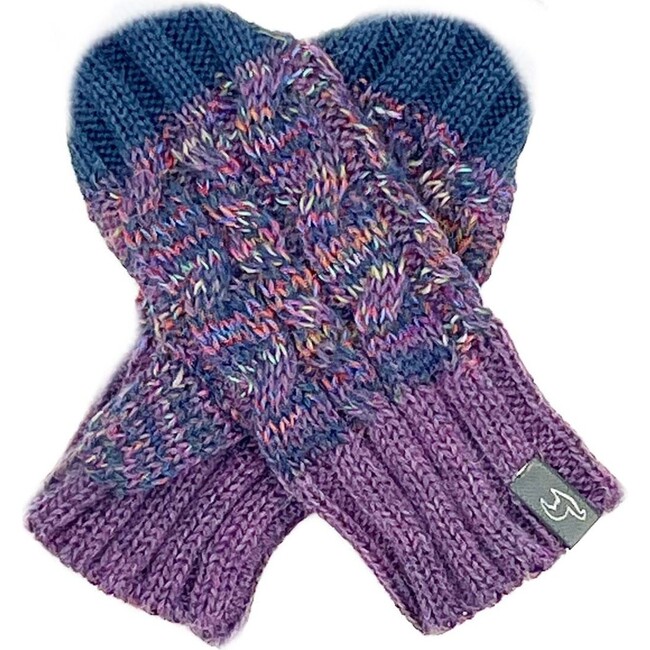 Kids Alpaca Braided Gloves, Violet Vortex