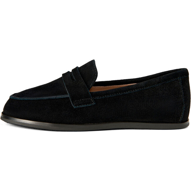 Ryan Suede Ribbon Trim Loafers, Black