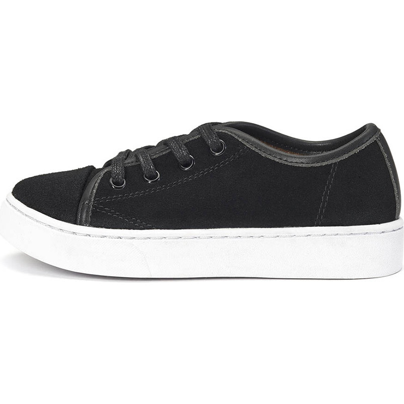 Robby Suede Flat Sole Lace-Up Sneakers, Black - Sneakers - 1