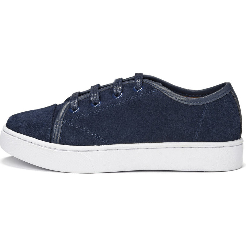 Robby Suede Flat Sole Lace-Up Sneakers, Navy - Sneakers - 1