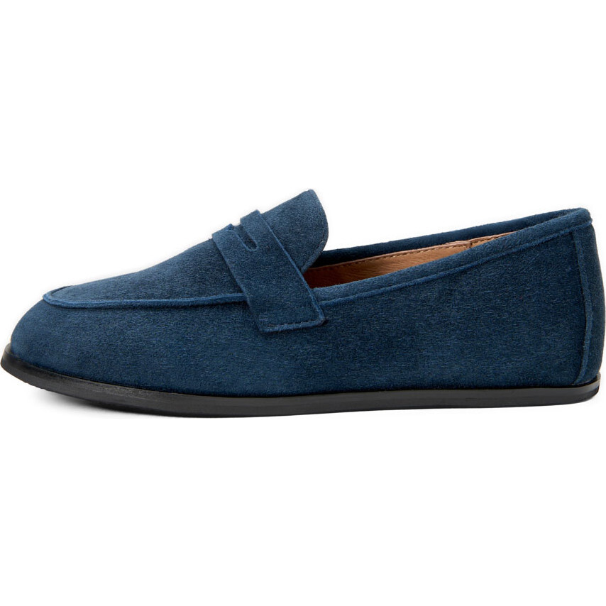 Ryan Suede Ribbon Trim Loafers, Dark Navy - Loafers - 1