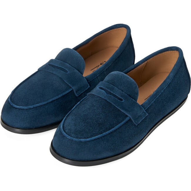 Ryan Suede Ribbon Trim Loafers, Dark Navy - Loafers - 2