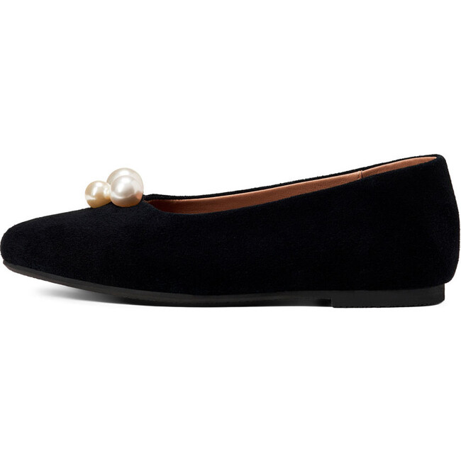 Tessa Velvet Suede Square Toe Ballet Flats, Black