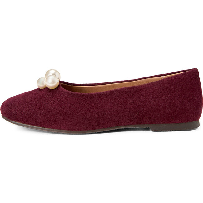 Tessa Velvet Suede Square Toe Ballet Flats, Burgundy