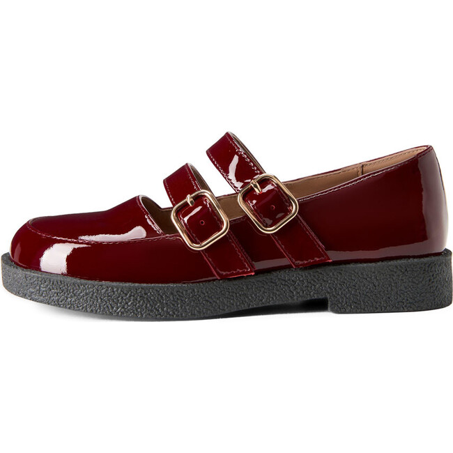 Sloane Glossy Round Toe Mary Jane Ballet Flats, Burgundy