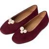 Tessa Velvet Suede Square Toe Ballet Flats, Burgundy - Flats - 2