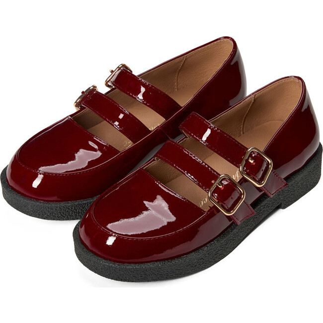 Sloane Glossy Round Toe Mary Jane Ballet Flats, Burgundy - Mary Janes - 2