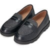 Paula 2.0 Glossy Leather Penny Loafers, Black & Dark Grey - Loafers - 2