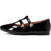 Lory Glossy Knotted Double Straps Mary Jane Shoes, Black - Mary Janes - 1 - thumbnail