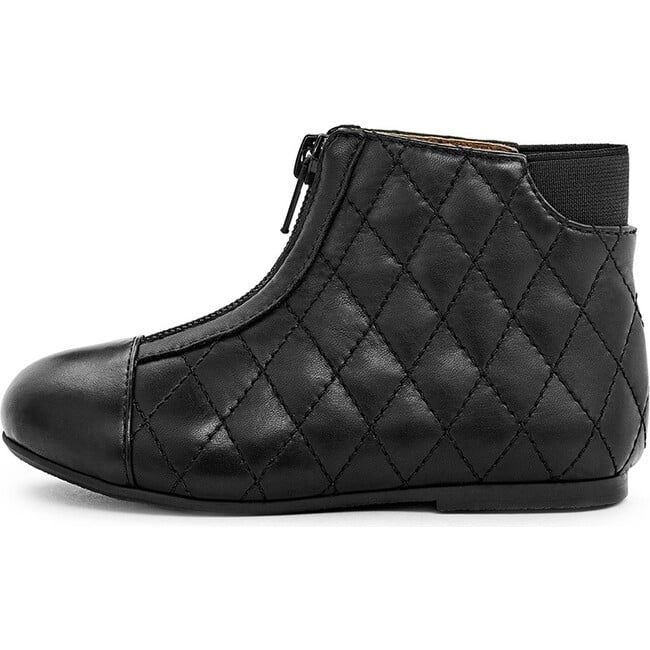 Nicole Zipper Leather Boots, Black